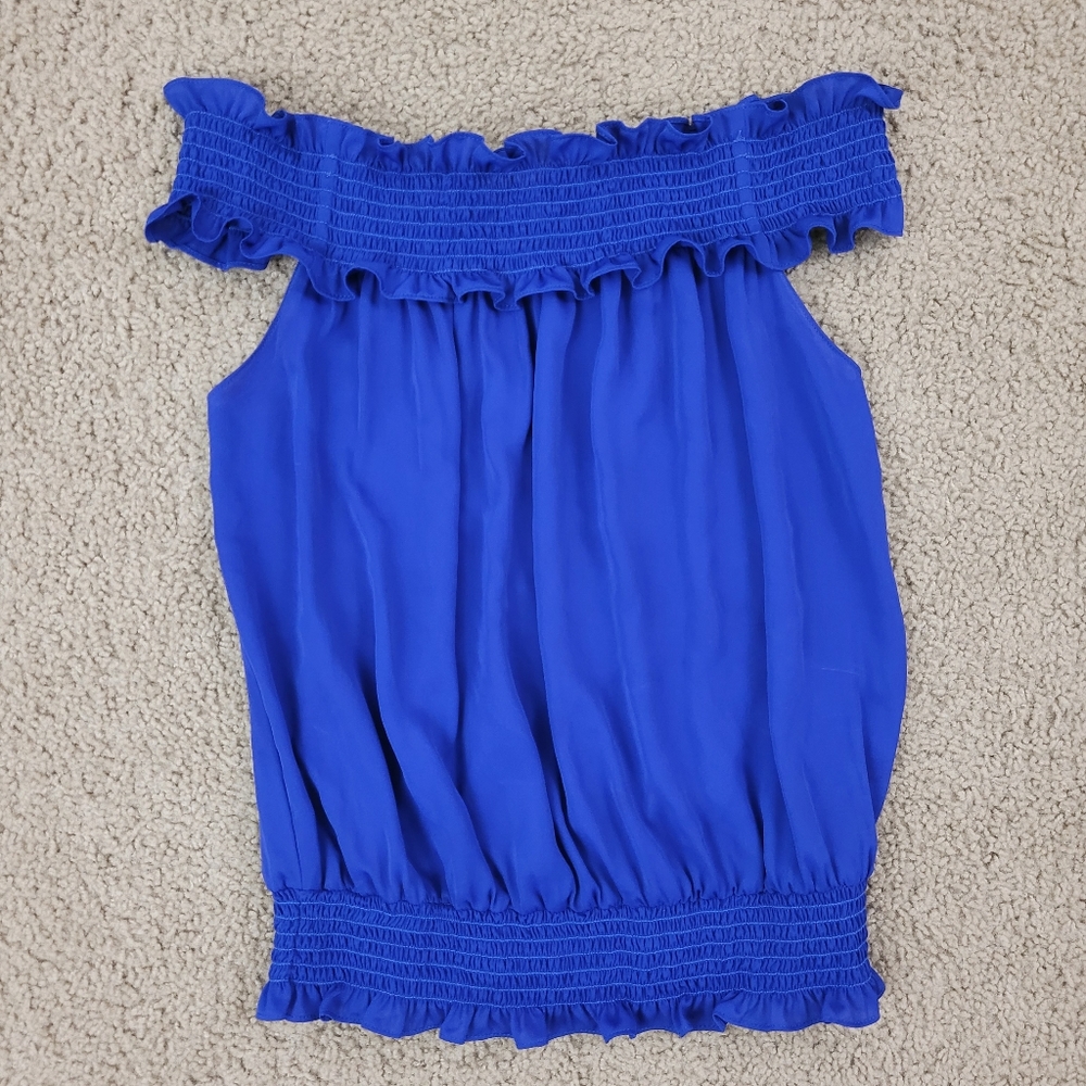 Amanda Uprichard Royal Blue Off The Shoulder Blouse